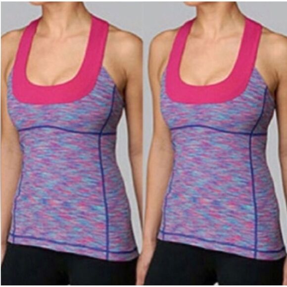 💜LULULEMON SCOOP NECK TANK TOP-SENORITA PINK SPACE DYE-6💜 - Picture 1 of 6